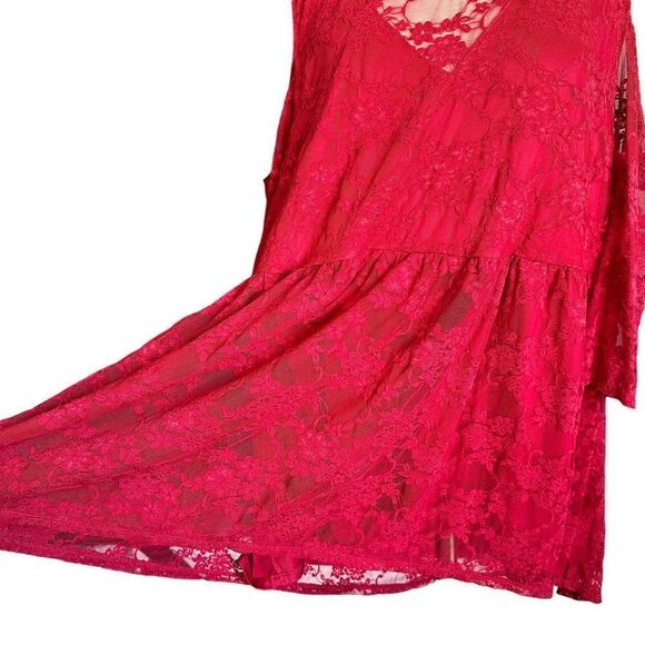 Torrid Lace Red Cold Shoulder Baby Doll Top - Picture 6 of 11